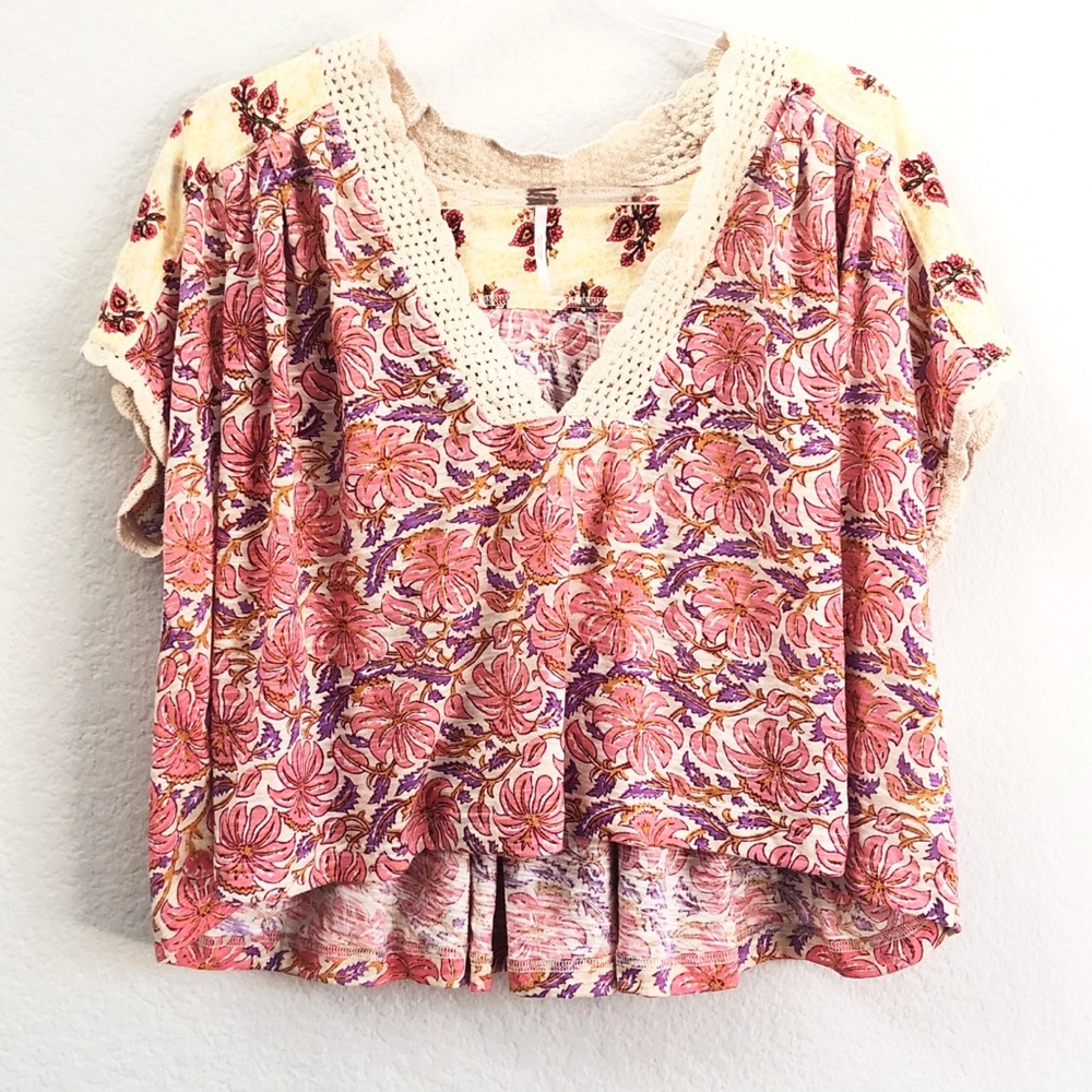 Free People Leilani Print Top Floral Sz Medium - Picture 3 of 6